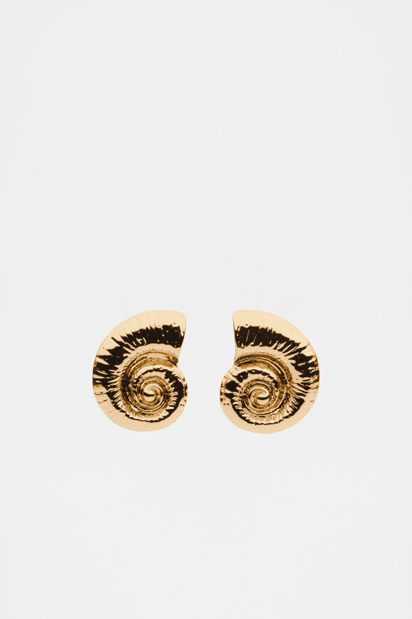 Spiral Shell Oversized Stud  Gold  hi-res