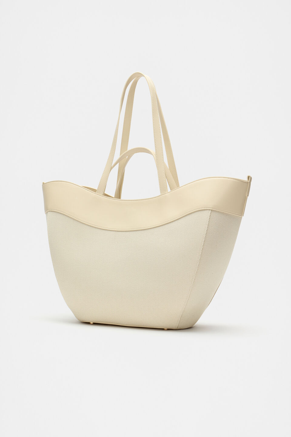 Textured Curved Tote  Light Marzipan