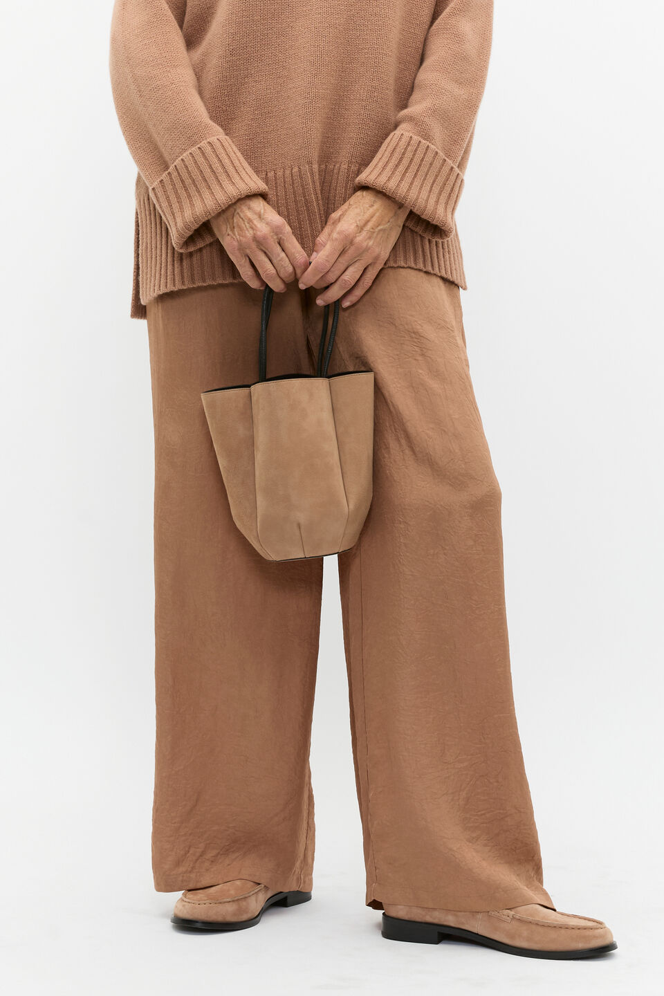 Leather Mini Bucket Bag  Amaretto Suede