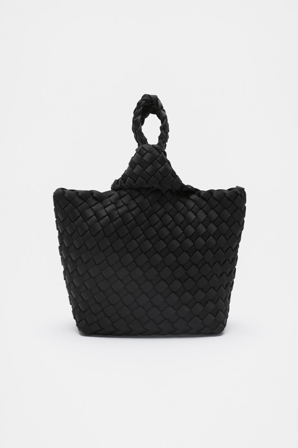 Woven Textured Mini Tote  Black