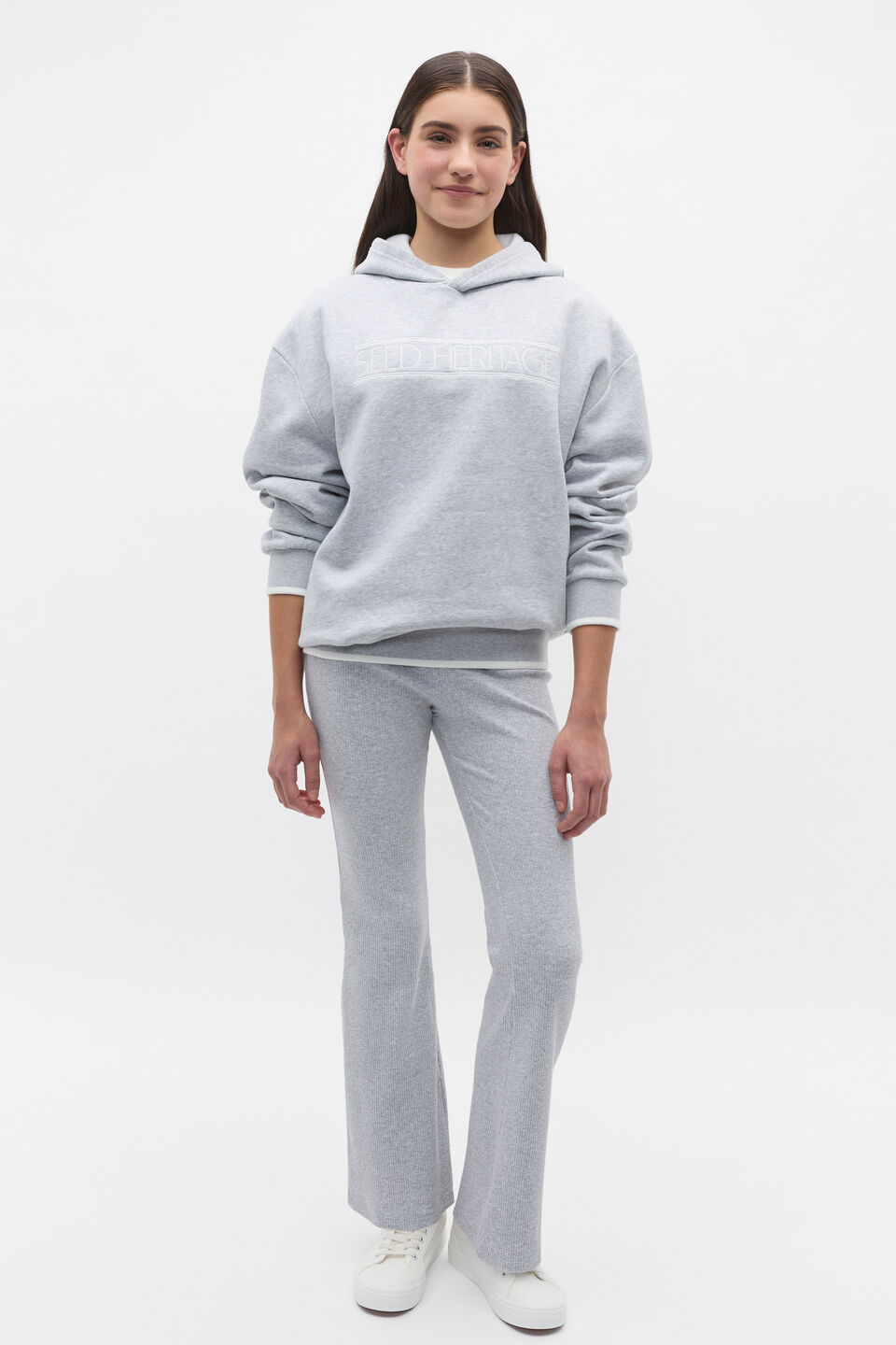 Embroidered Hoodie  Cloud Grey Marle
