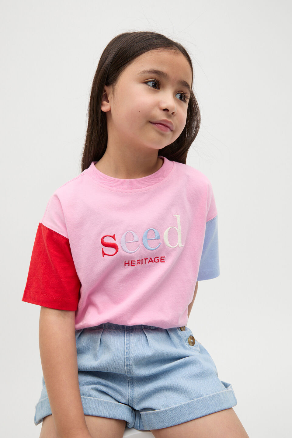 Colourblock Logo Tee  Candy Pink