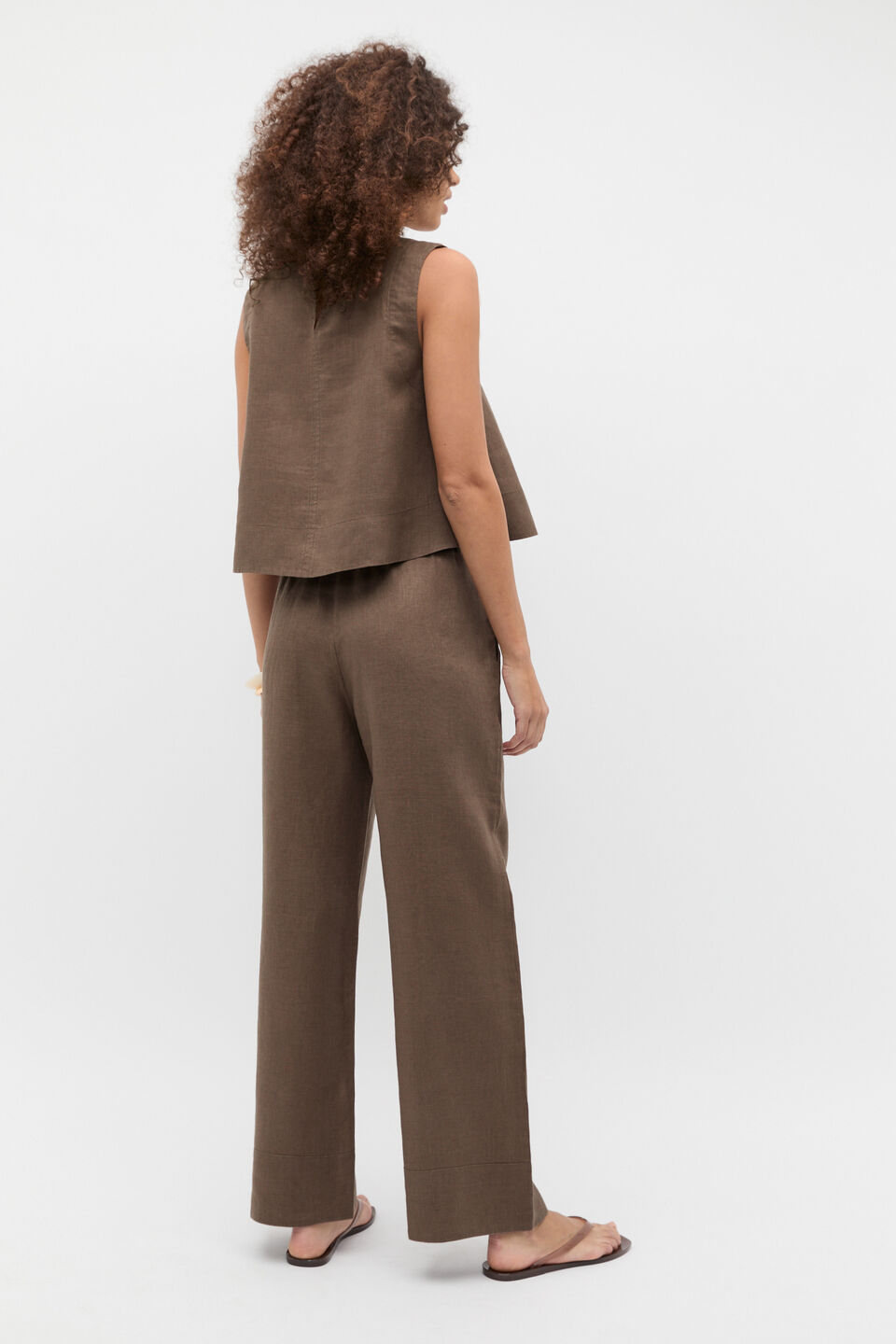 Core Linen Casual Tie Pant  Pinecone