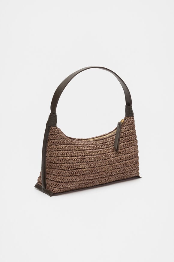 Raffia Shoulder Bag  Chocolate  hi-res