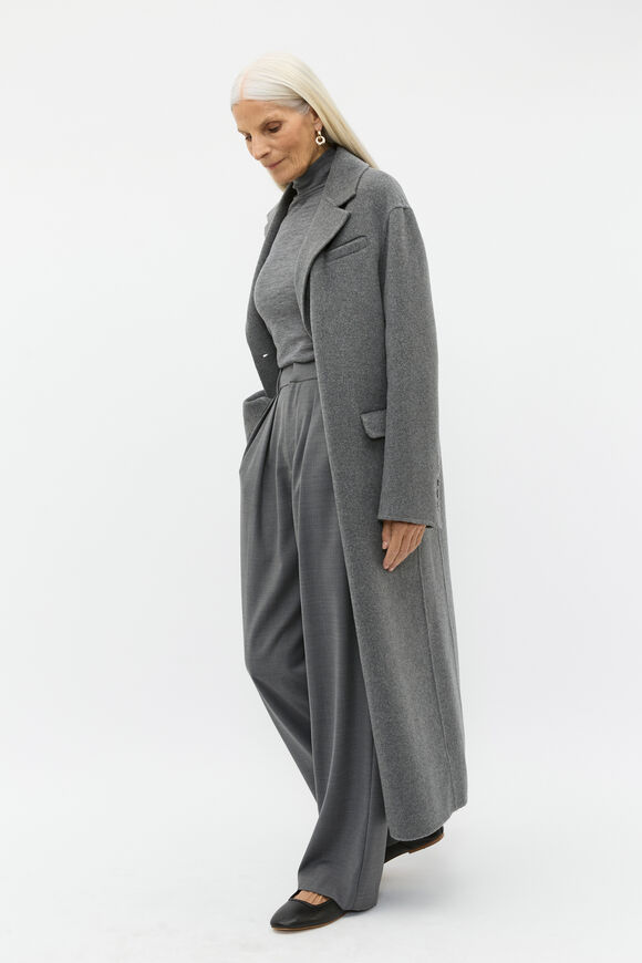 Australian Merino Mock Neck Top  Charcoal Grey Marle  hi-res