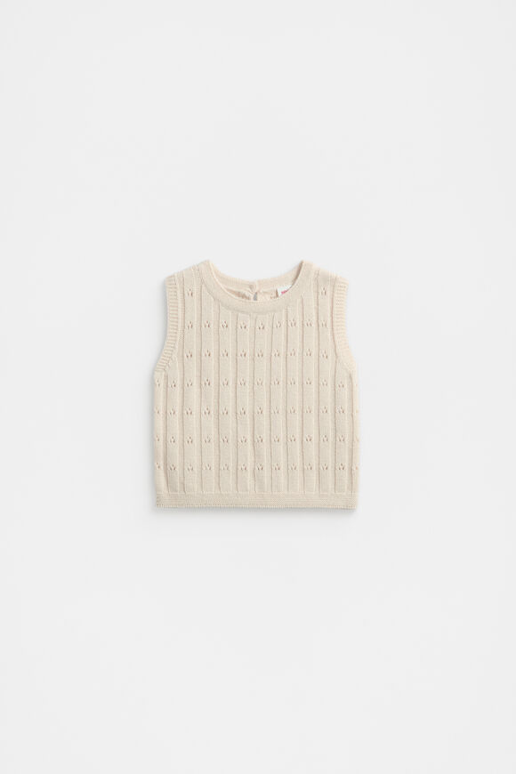 Pointelle Knit Vest  Soft Cream  hi-res
