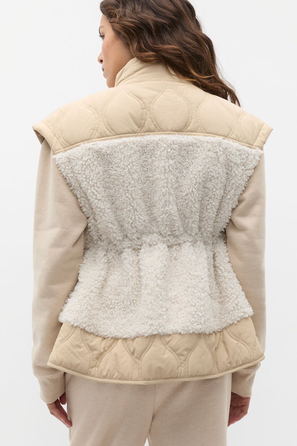 Quilted Teddy Vest  Latte