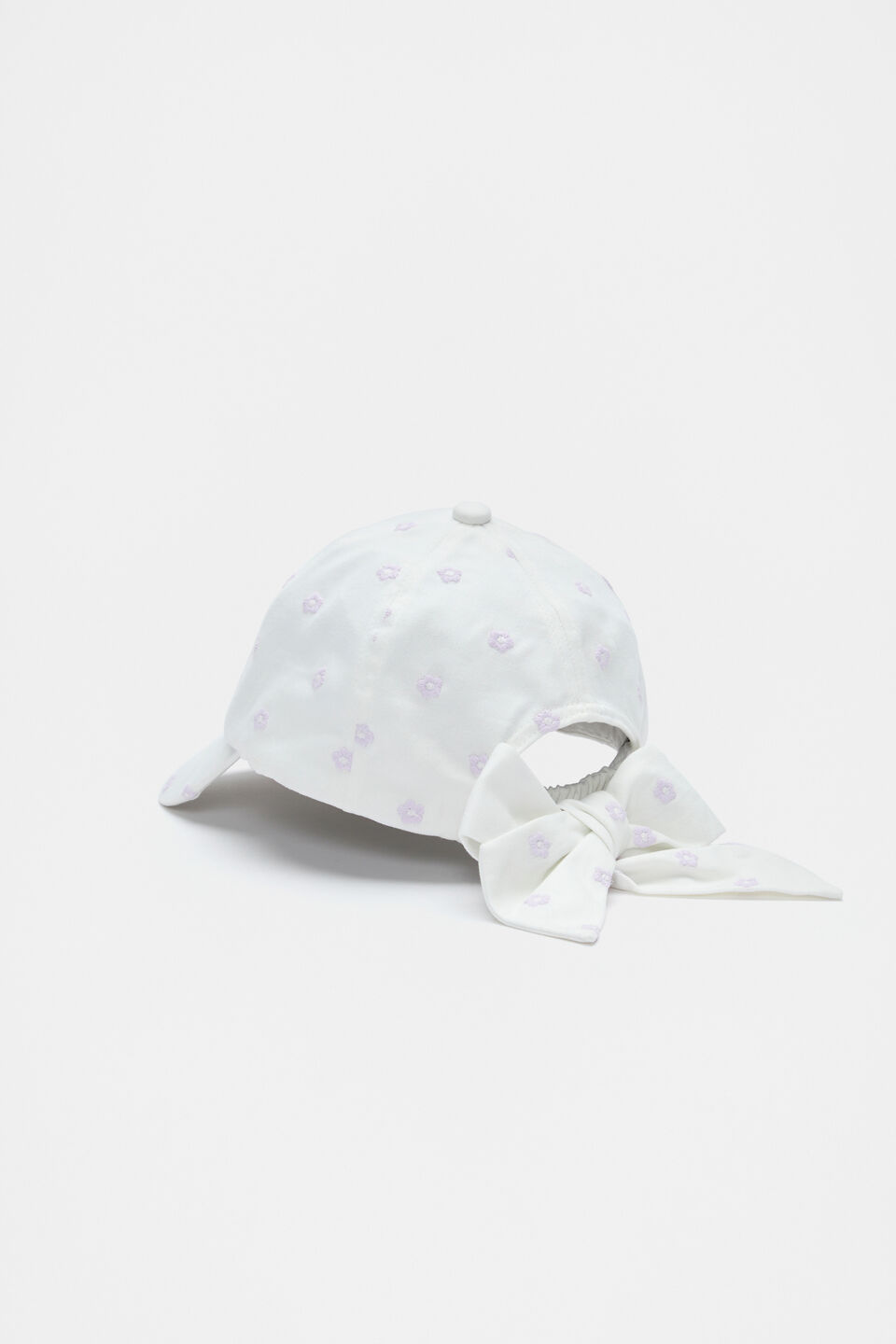 Embroidered Bow Cap  Vintage Cream