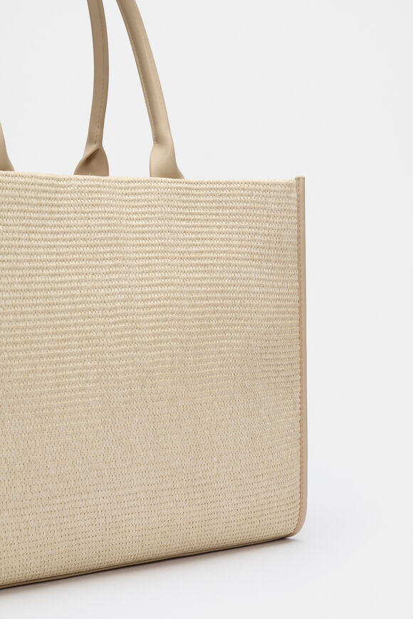 Structured Woven Tote  Iced Latte  hi-res