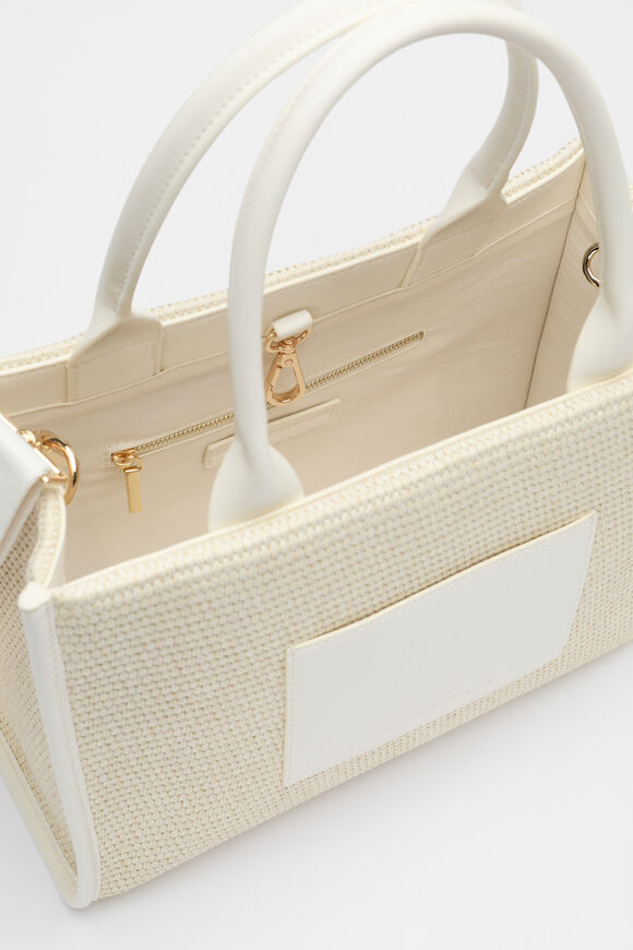 Structured Woven Mini Tote  Cream  hi-res
