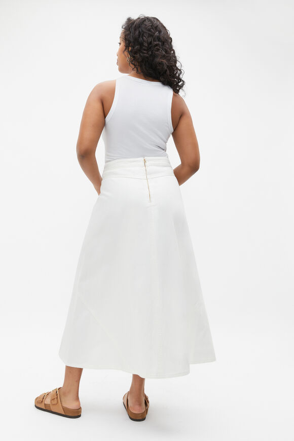 Denim Flare Midi Panel Skirt  Cloud Cream  hi-res