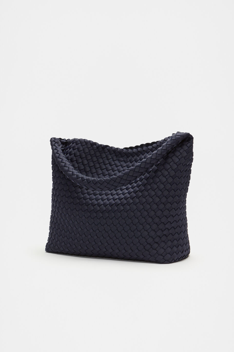 Woven Textured Tote  Twilight Blue