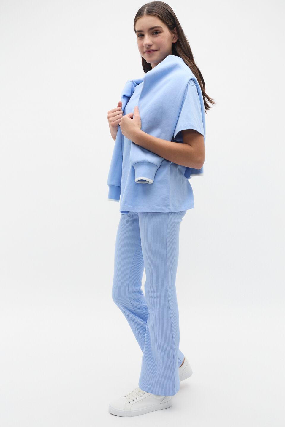 Kick Flare Rib Pant  Bright Sky