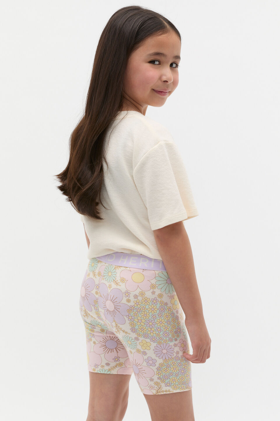 Floral Bike Short  Vintage Cream