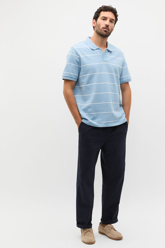 Stripe Pique Polo  Sky Blue  hi-res