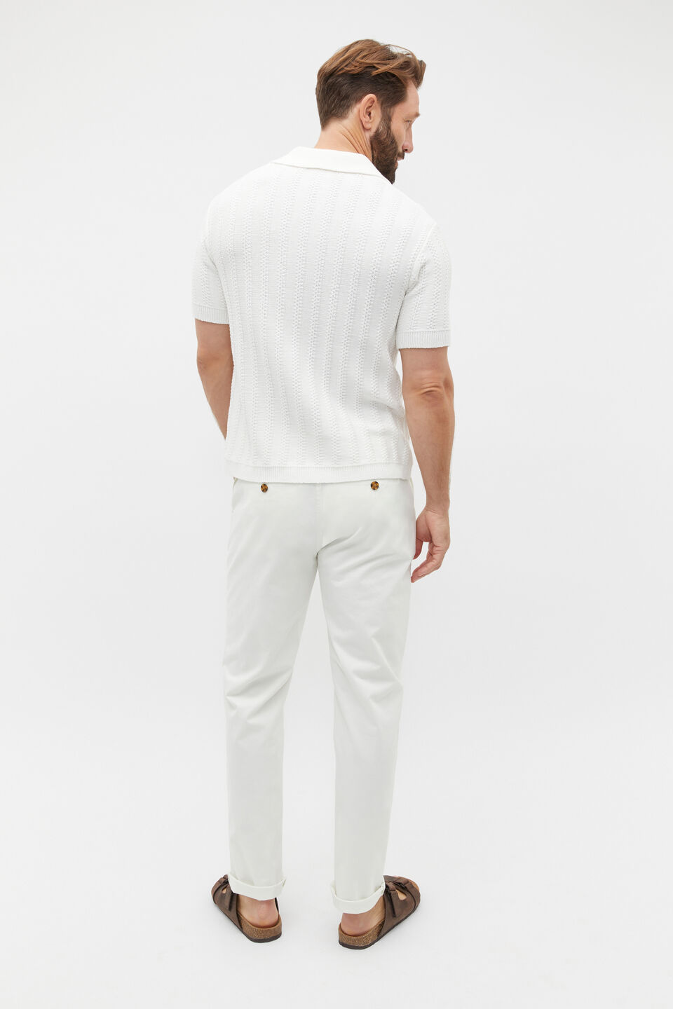 Relaxed Knit Polo  Vintage White