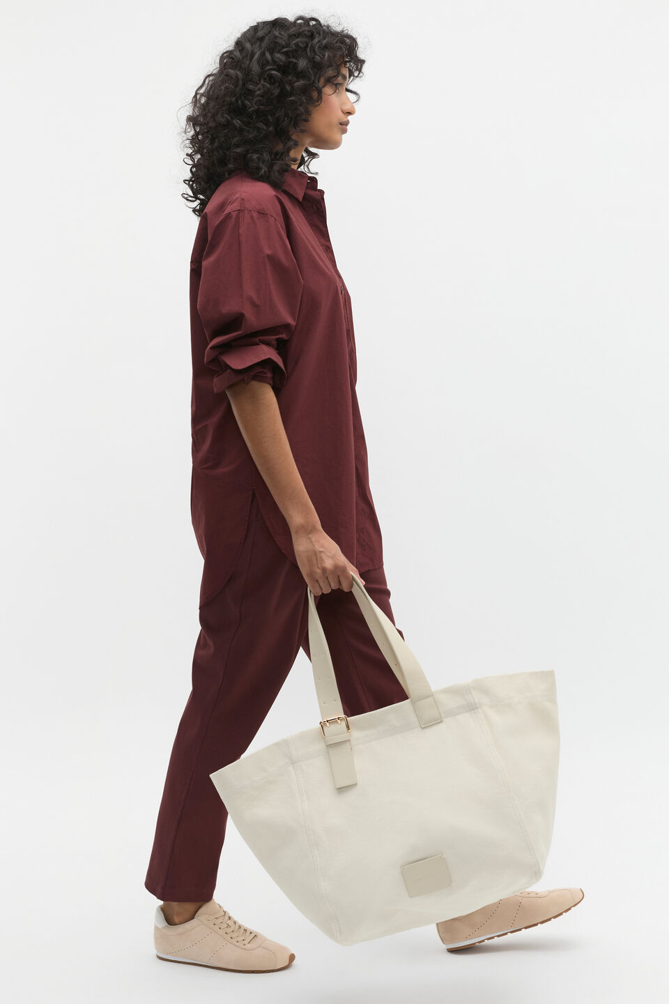 Longline Poplin Shirt  Merlot