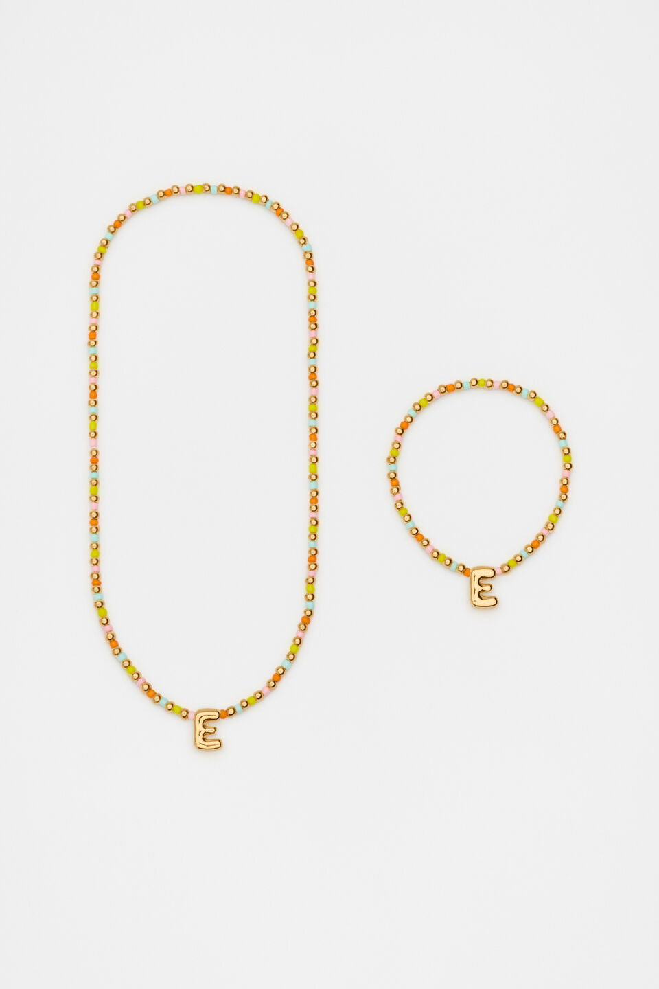 Initial Necklace And Bracelet Set  E