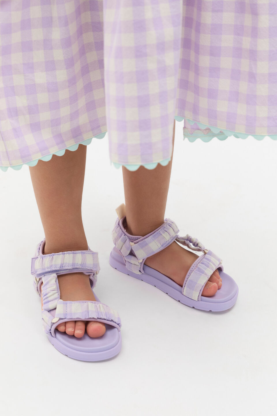 Gingham Trek Sandal  Lavender
