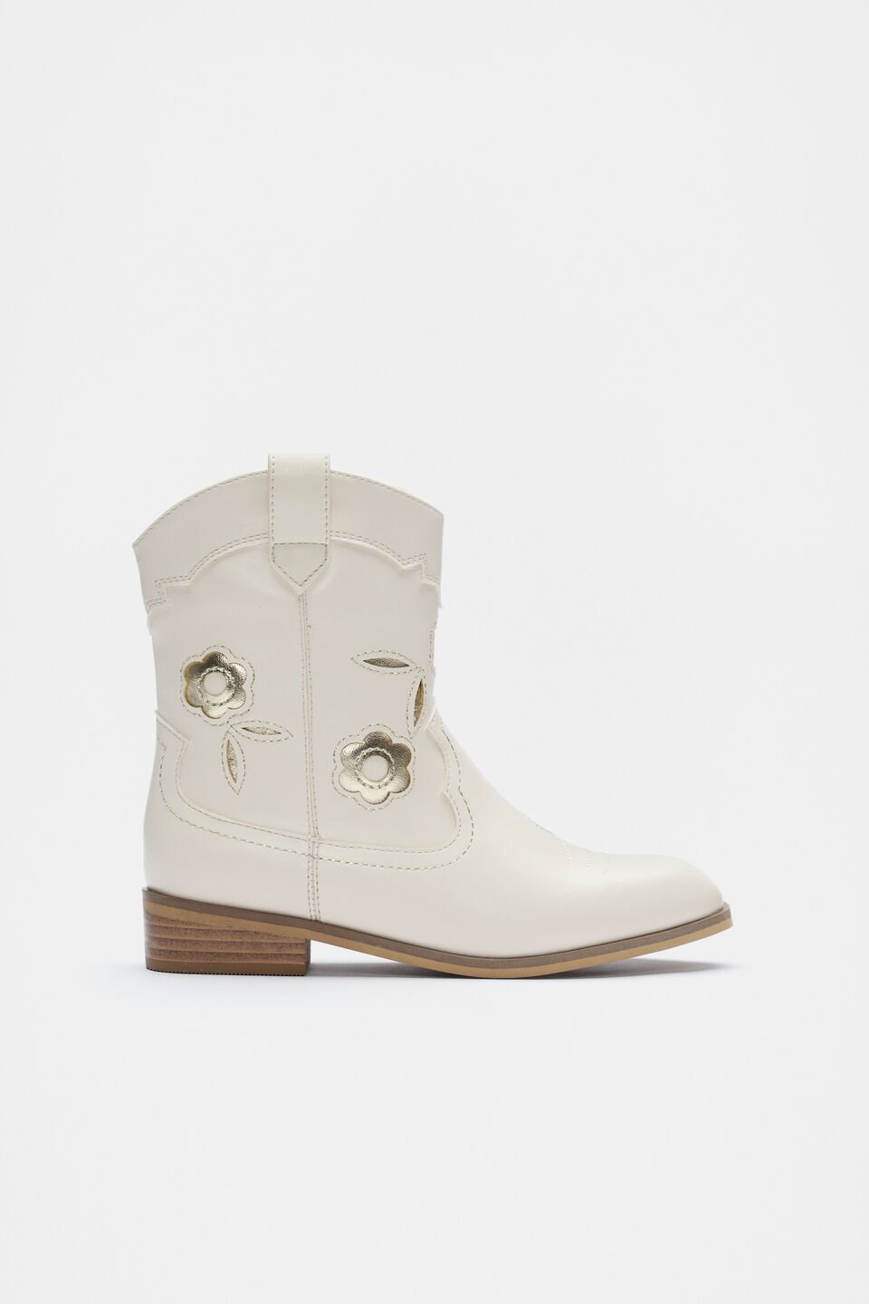 Embroidered Cowboy Boot  Vintage Cream