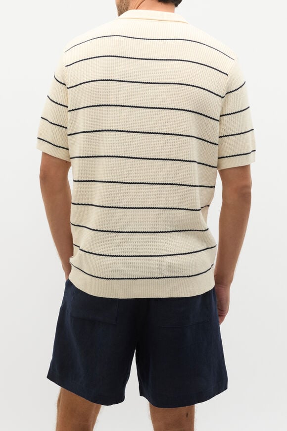 Stripe Knit Polo  Cream  hi-res