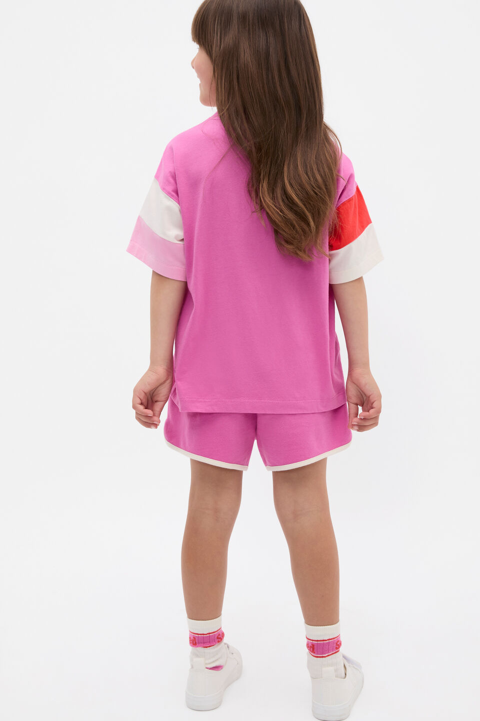 Panelled Retro Logo Tee  Wild Berry