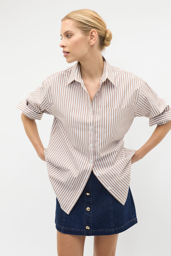 Poplin Pocket Front Shirt  Amaretto Stripe  hi-res