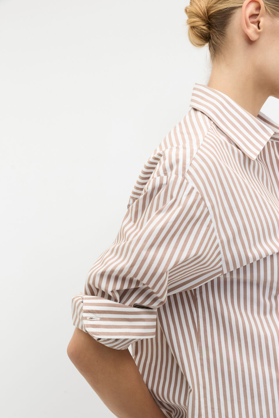 Poplin Pocket Front Shirt  Amaretto Stripe