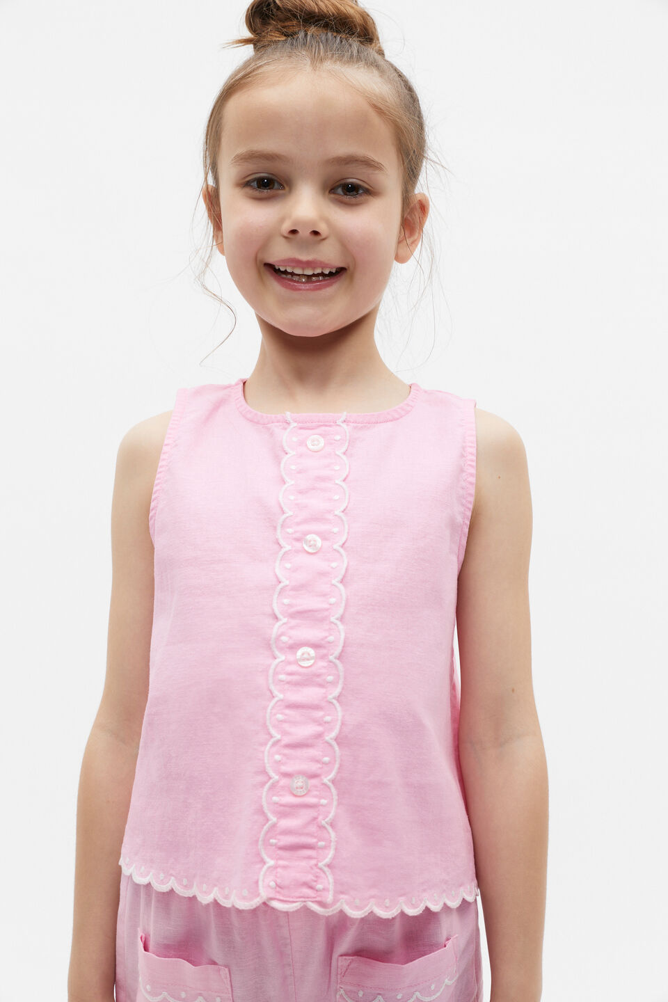 Scallop Trim Top  Candy Pink