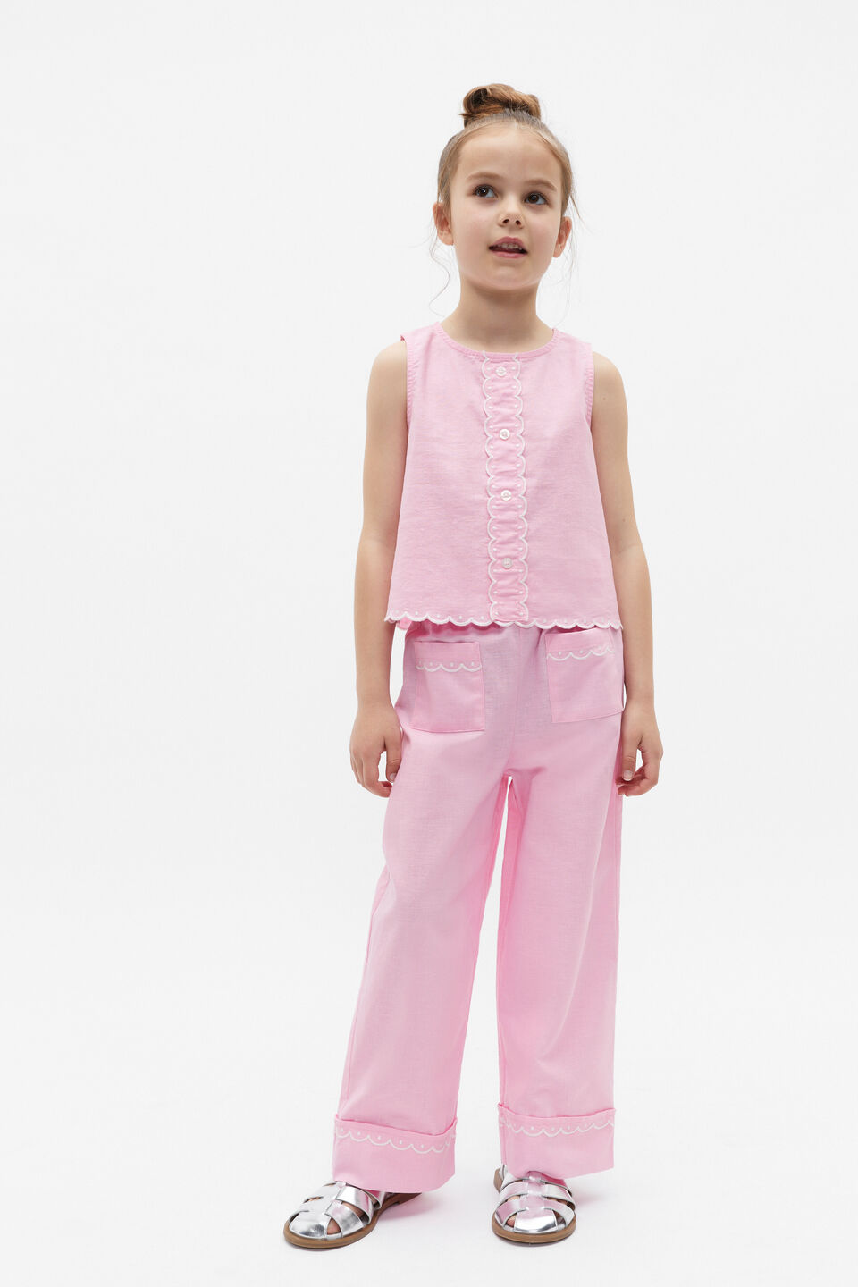 Scallop Trim Top  Candy Pink