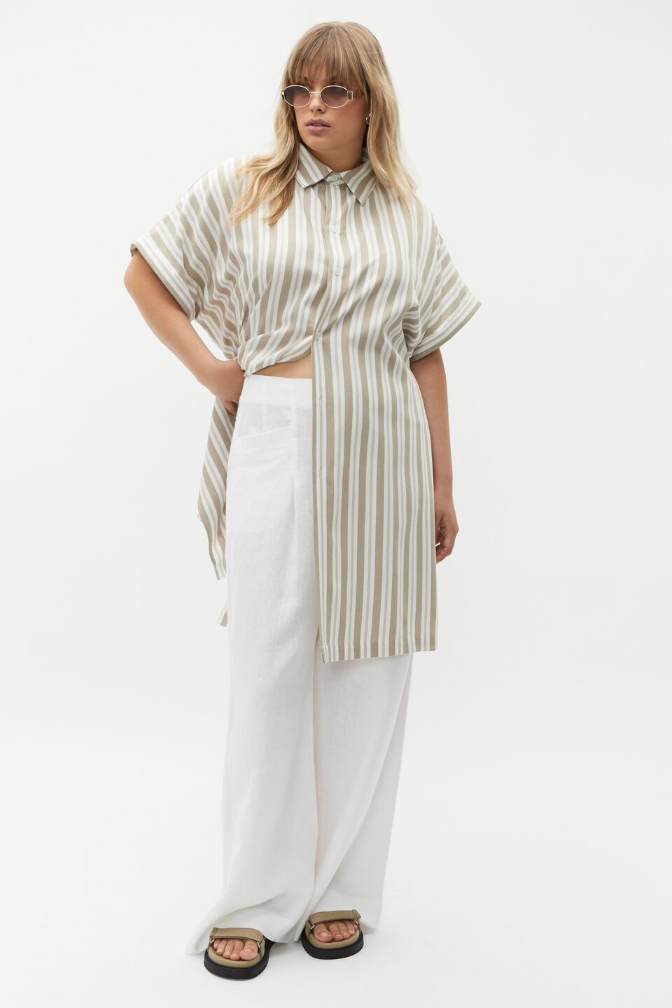 Stripe Collar Detail Poncho  Rosemary Stripe