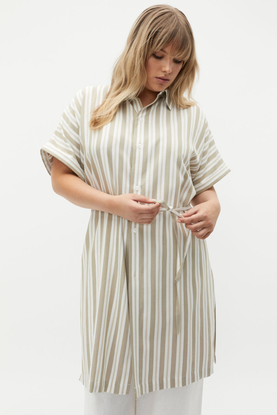 Stripe Collar Detail Poncho  Rosemary Stripe