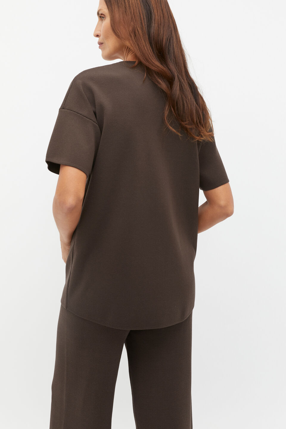 Oversized Crepe Knit Tee  Dark Espresso