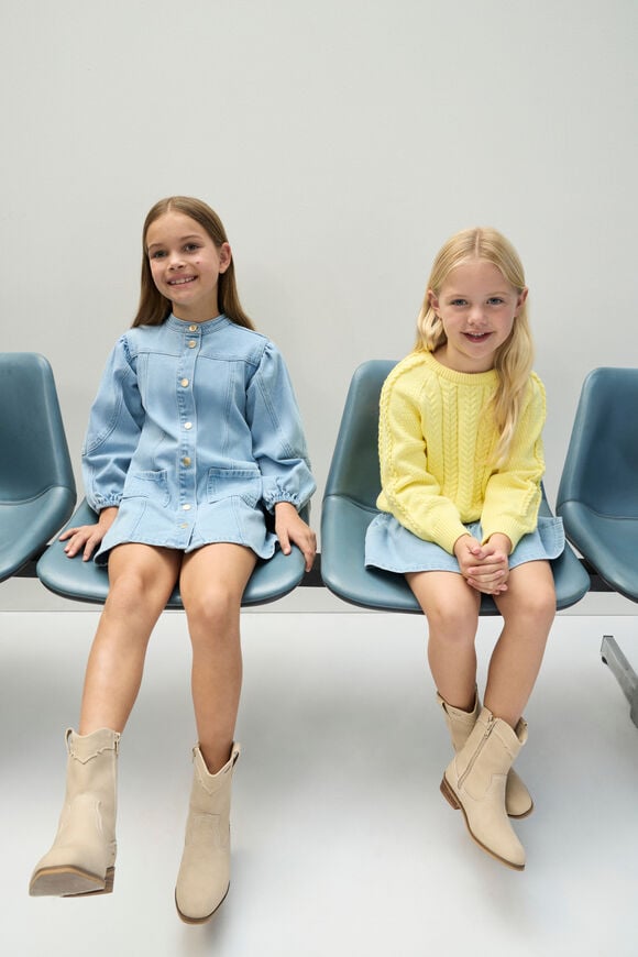 Panelled Denim Dress  Light Wash  hi-res