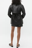 Leather Cropped Trench Coat  Black  hi-res