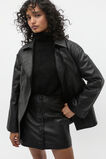 Leather Cropped Trench Coat  Black  hi-res