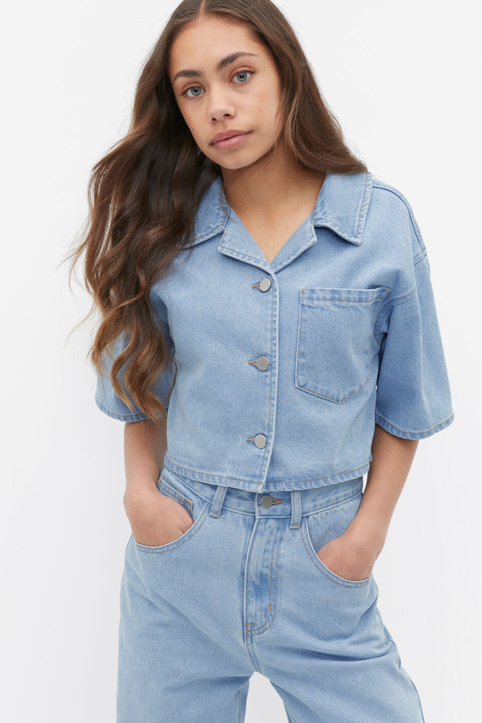 Denim Over Shirt  Washed Blue