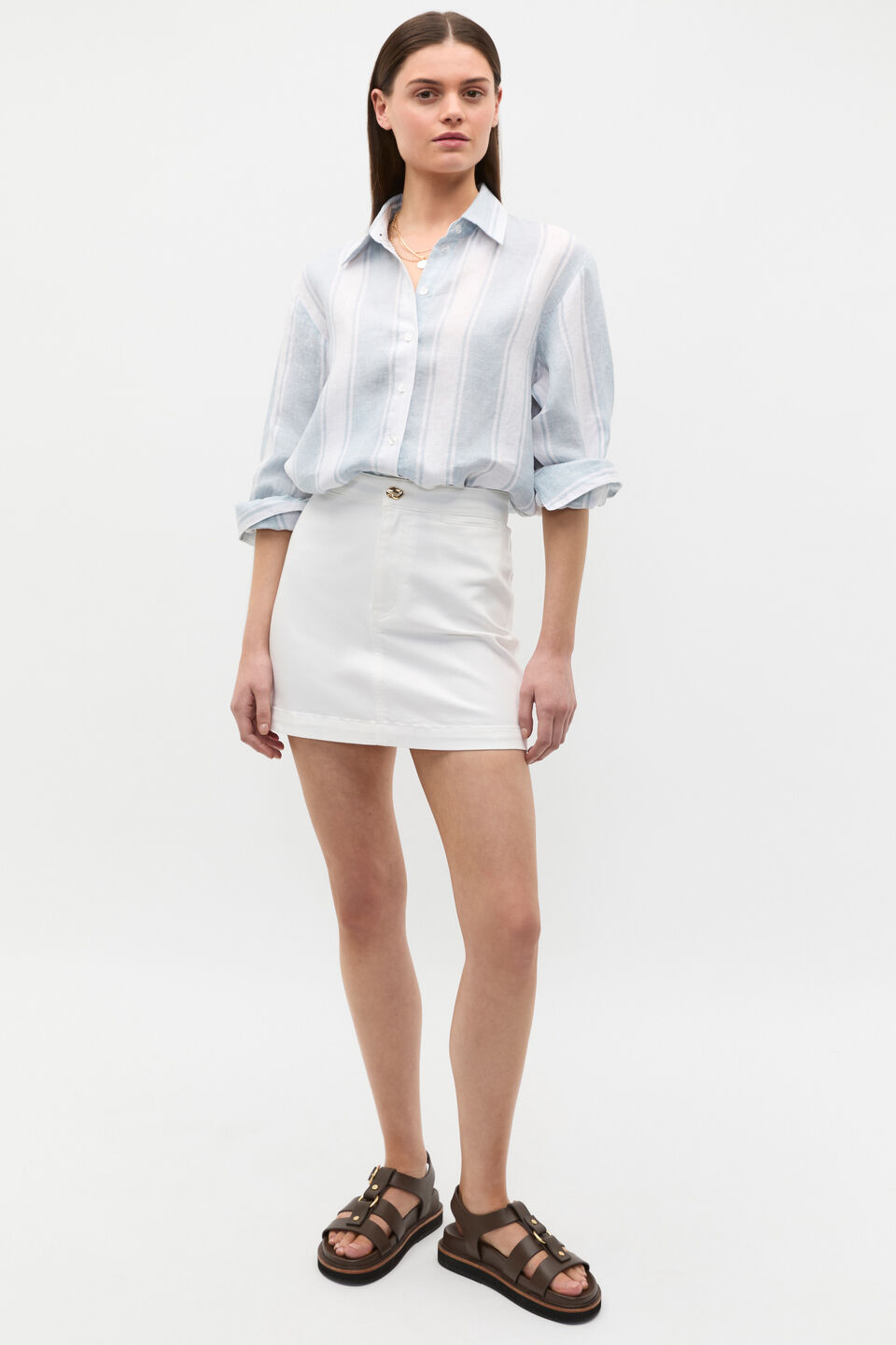 Core Denim Mini Skirt  White