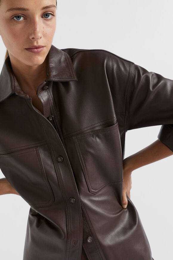 Leather Overshirt  Dark Espresso  hi-res