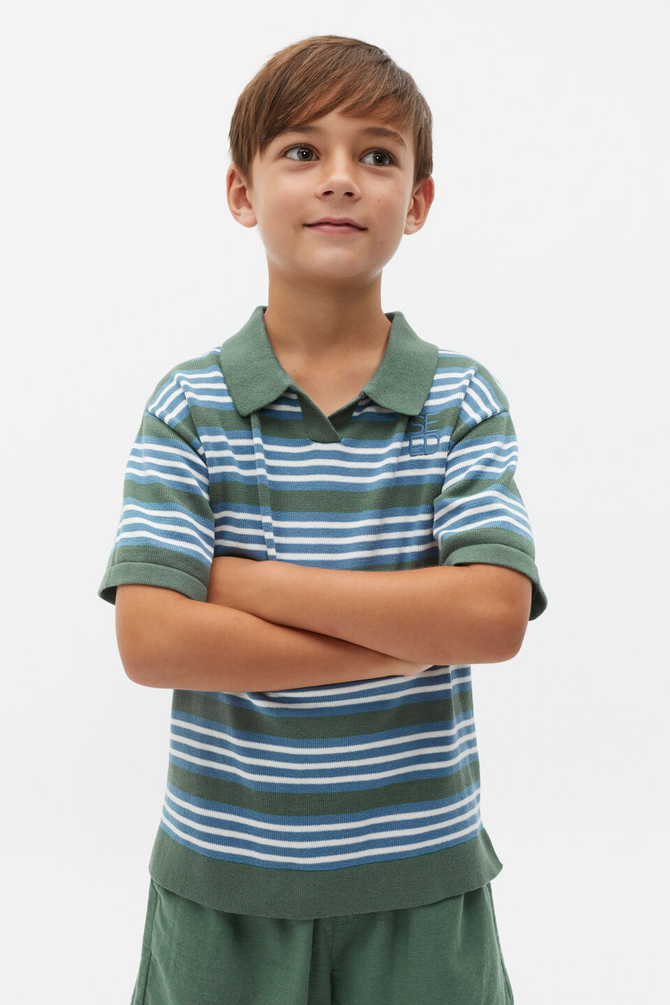 Retro Stripe Polo  Khaki