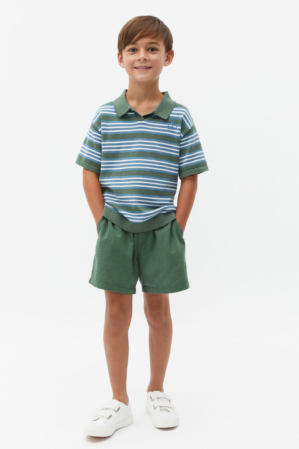 Retro Stripe Polo  Khaki