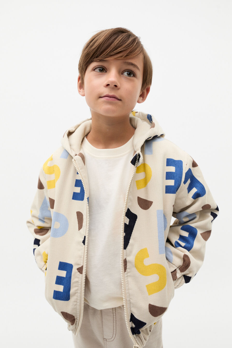 Printed Cord Jacket  Putty