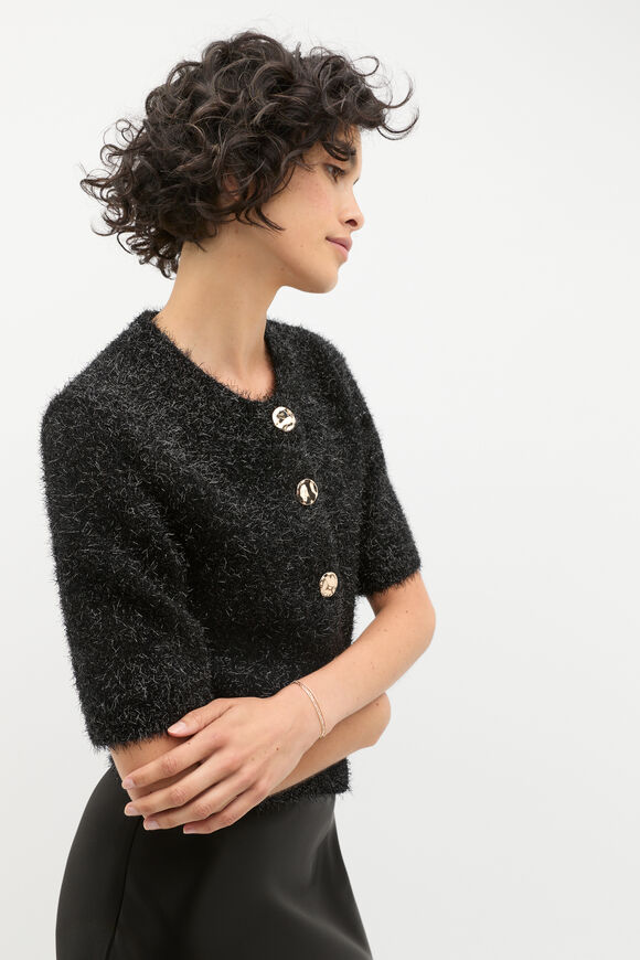 Lurex Tinsel Crop Cardi  Black  hi-res