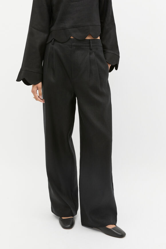 Tailored Linen Pleat Pant  Black  hi-res