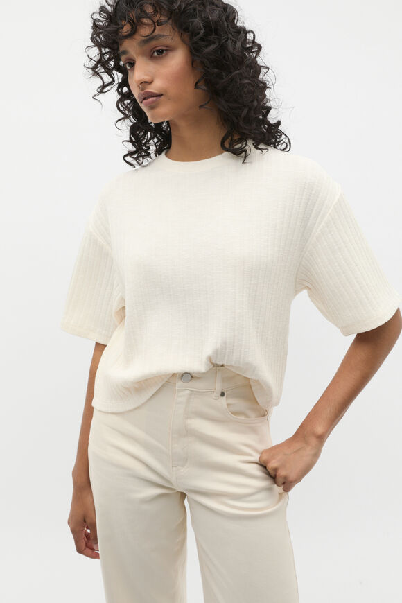 Textured Rib Boxy Tee  Coconut Cream Twist  hi-res