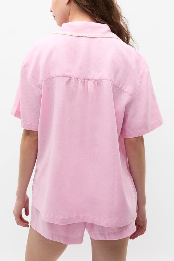 Embroidered Shirt and Short PJ Set  Fairy Floss  hi-res