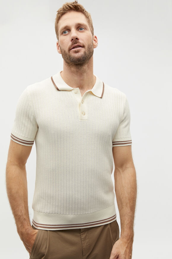 Braided Knit Polo  Ivory  hi-res