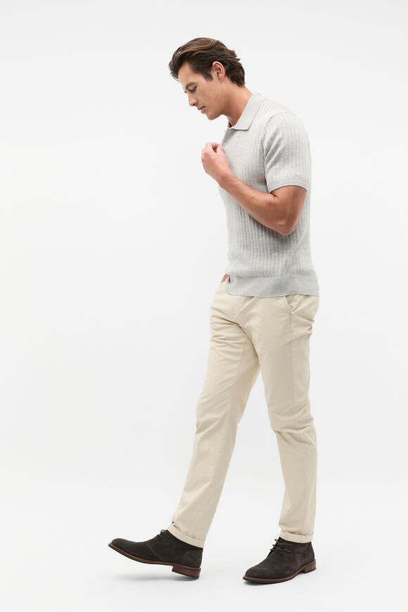 Merino Wool Polo  Silver Marle  hi-res