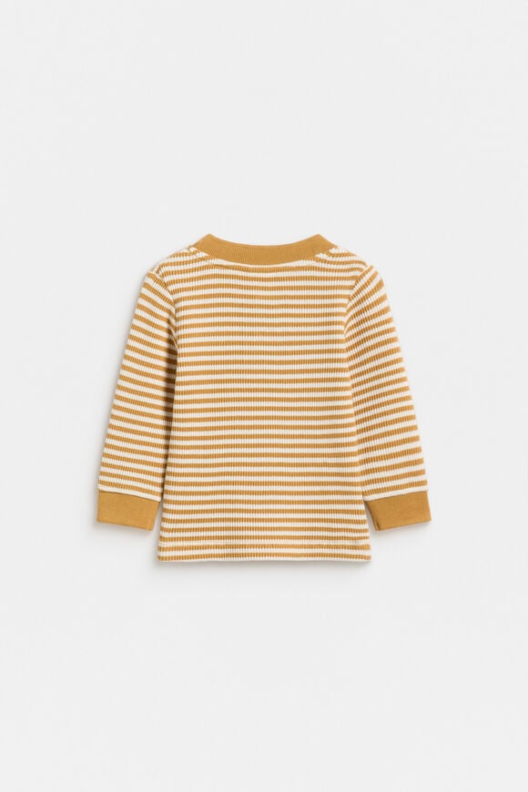 Stripe Waffle Henley  Saffron  hi-res