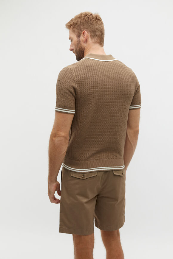 Braided Knit Polo  Dark Nougat  hi-res